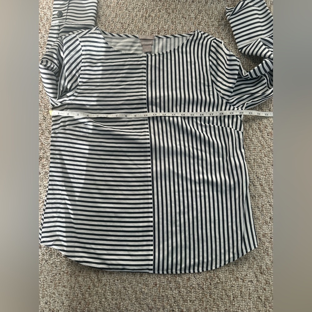 Chicos Size 1 No Iron Pullover Mixed Multi Stripe size S - Picture 8 of 12